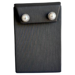 Elegant 14kt White Gold Pearl and Diamond Stud Earrings - Removable Jackets, New