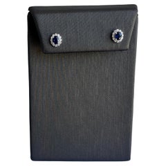 Elegant 14kt White Gold Sapphire and Diamond Stud Earrings - New