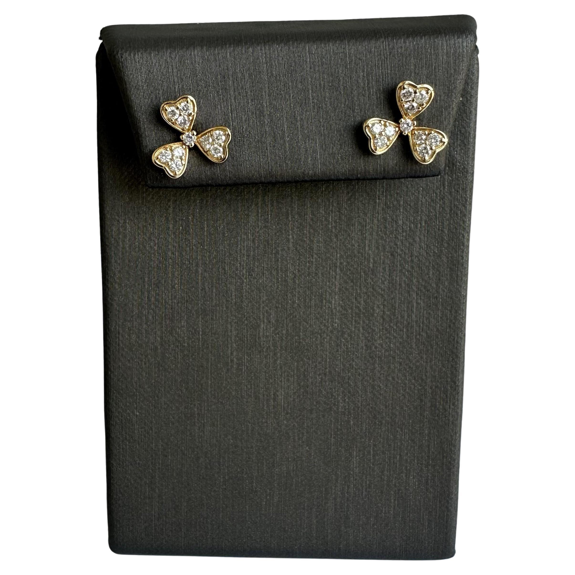 Elegant 14kt Yellow Gold Clover Style Diamond Earrings - 0.50ctw GH VS/SI, New