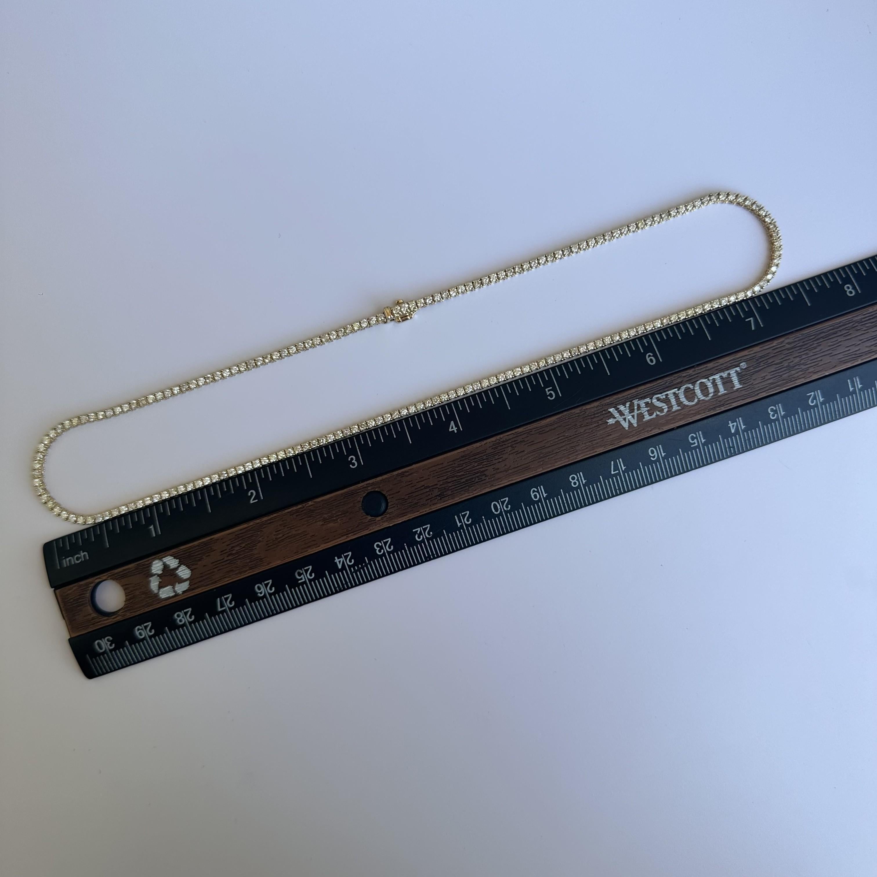Elegant 14kt Yellow Gold Natural Diamond Tennis Necklace - 4.50ctw, 16