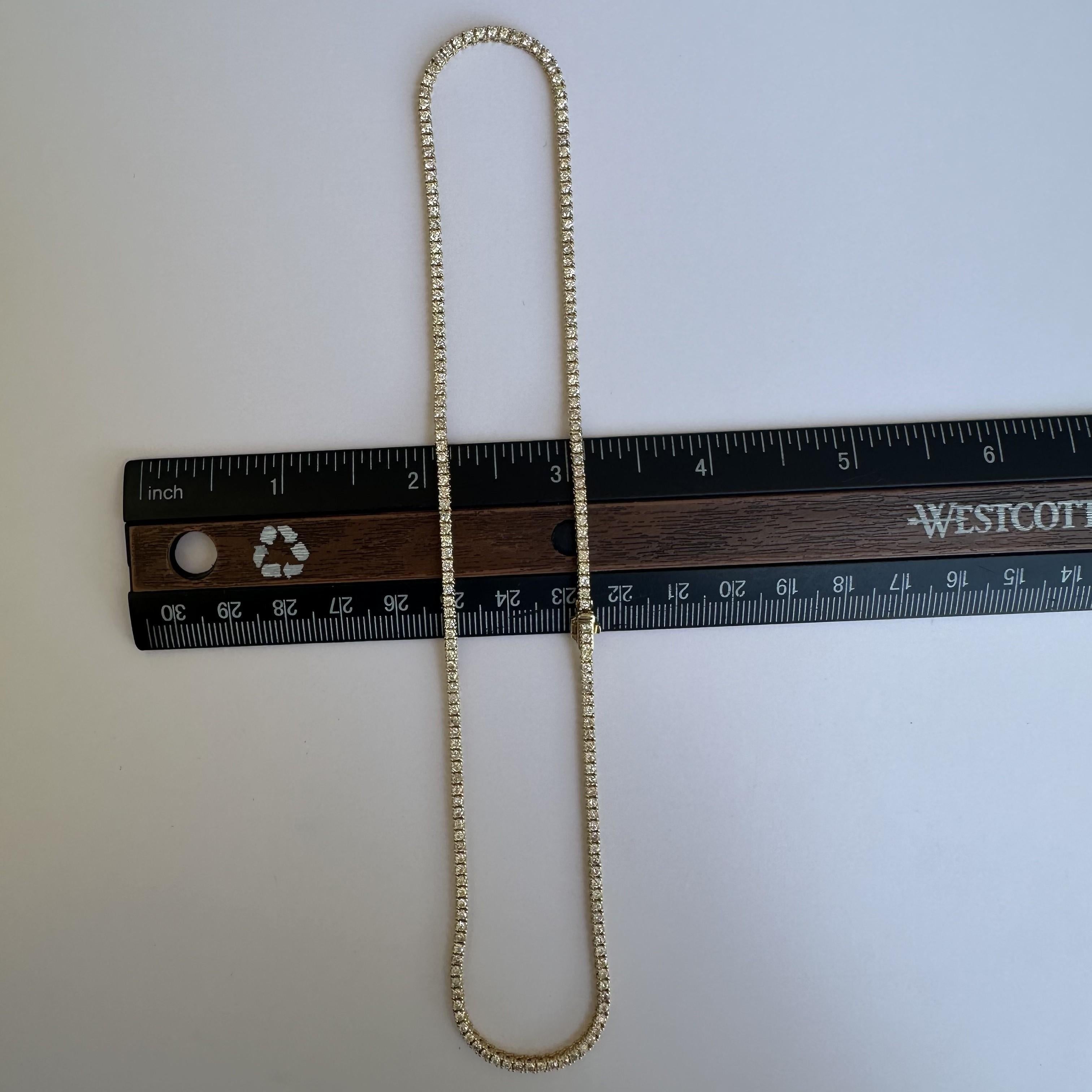 Elegant 14kt Yellow Gold Natural Diamond Tennis Necklace - 4.50ctw, 16