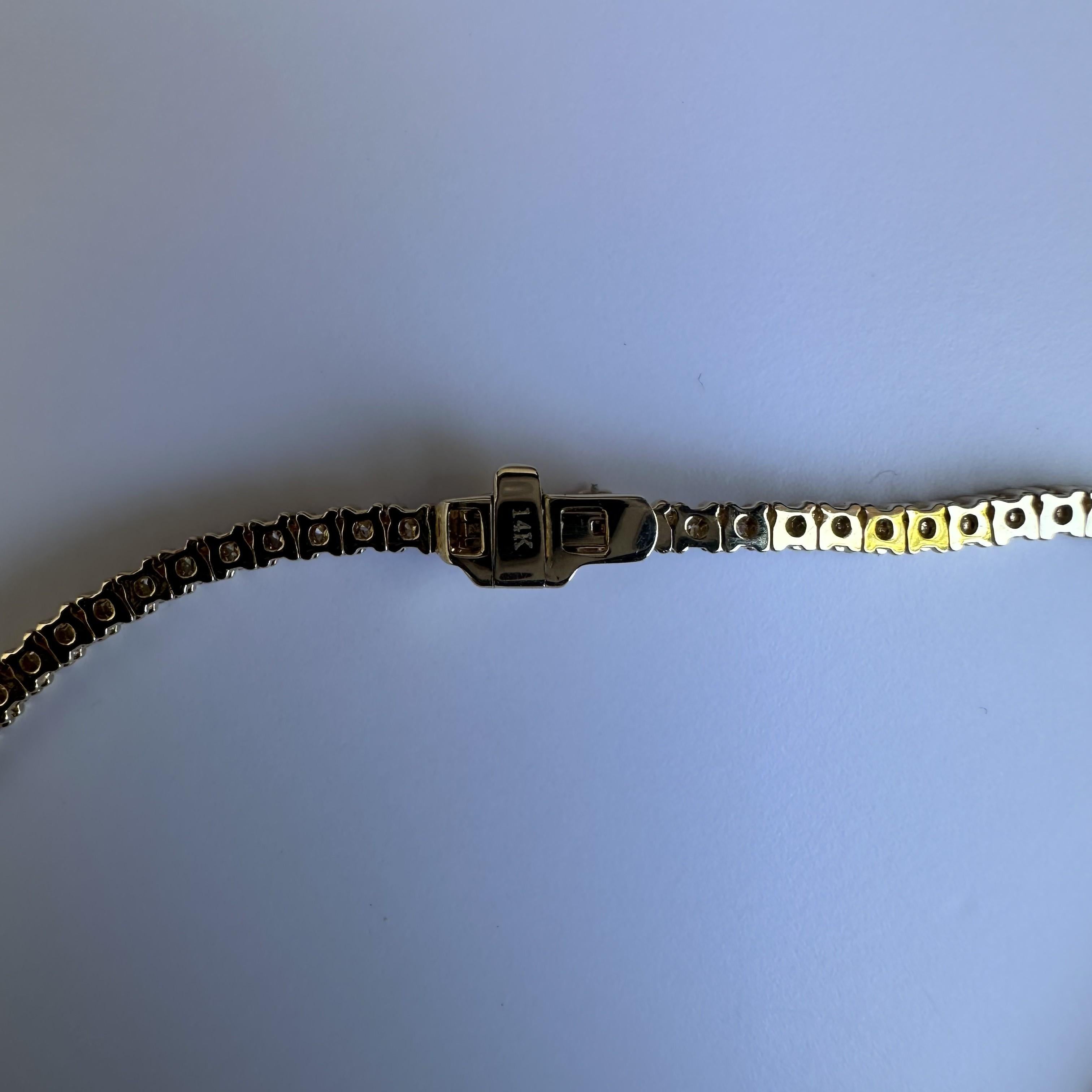 Elegant 14kt Yellow Gold Natural Diamond Tennis Necklace - 4.50ctw, 16