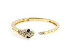 Elegant 14KT Yellow Gold Snake-Design Ring with Diamonds & Blue Sapphire