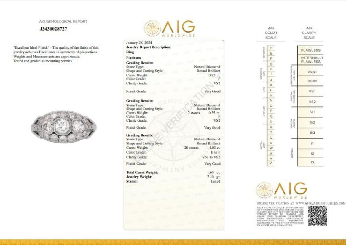 Elegant 1.50ct Diamond Platinum Ring with Radiant F Color Brilliance 5