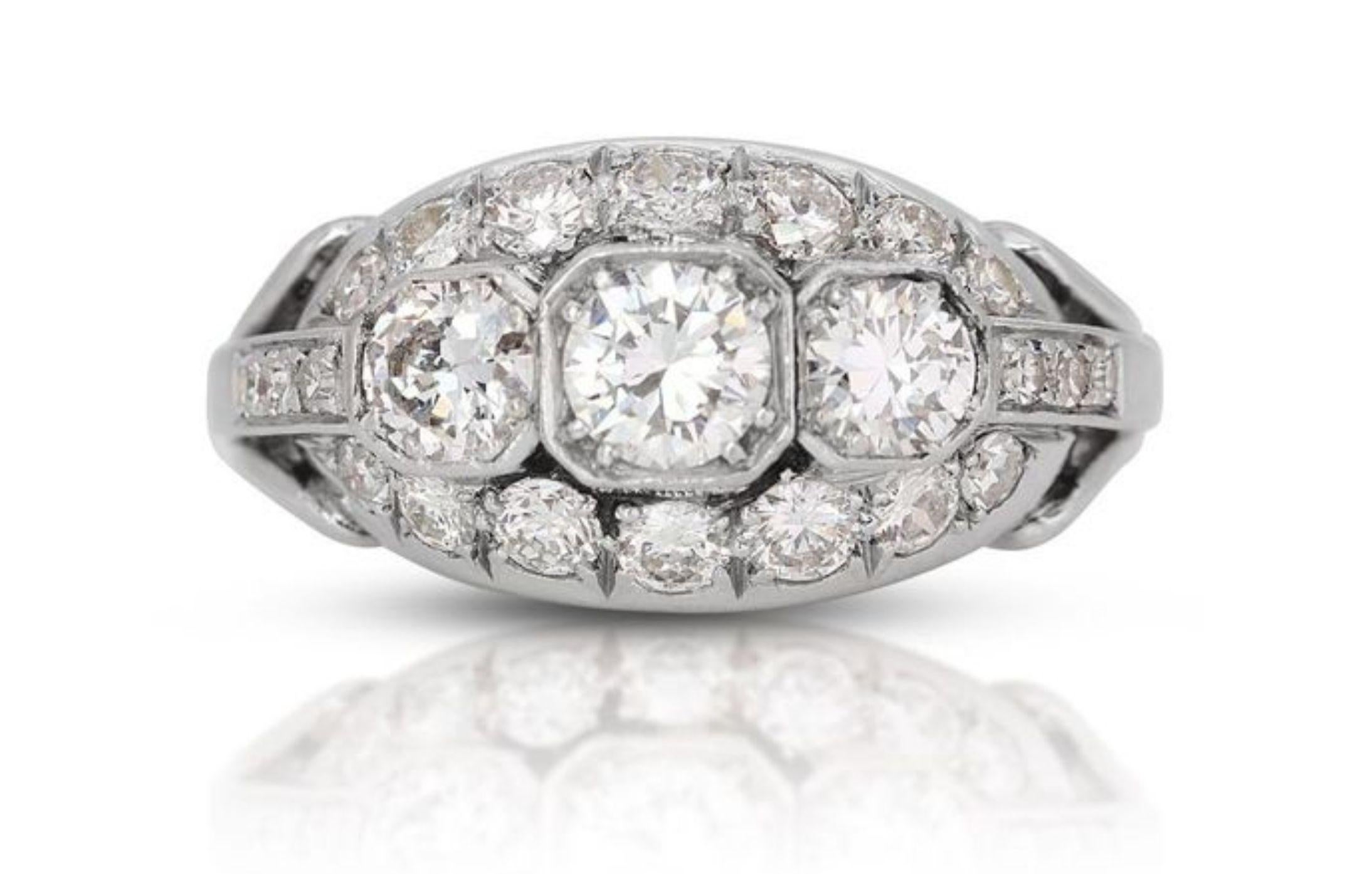 Round Cut Elegant 1.50ct Diamond Platinum Ring with Radiant F Color Brilliance