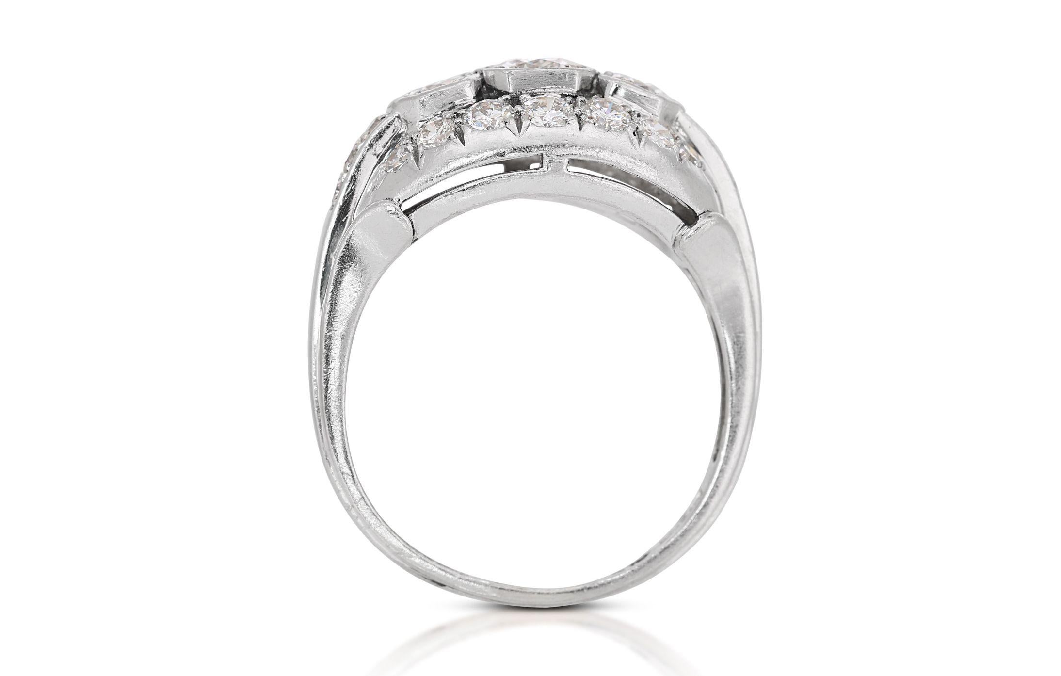 Elegant 1.50ct Diamond Platinum Ring with Radiant F Color Brilliance 1