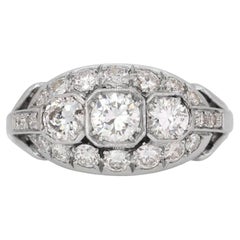 Antique Elegant 1.50ct Diamond Platinum Ring with Radiant F Color Brilliance