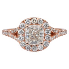 Eleganter 1,50ct Diamanten Halo Ring in 18k Rose Gold - IGI zertifiziert