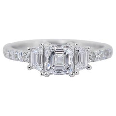 Elegant 1.50ct Double Excellent Ideal Cut Diamonds 3-Stone Ring