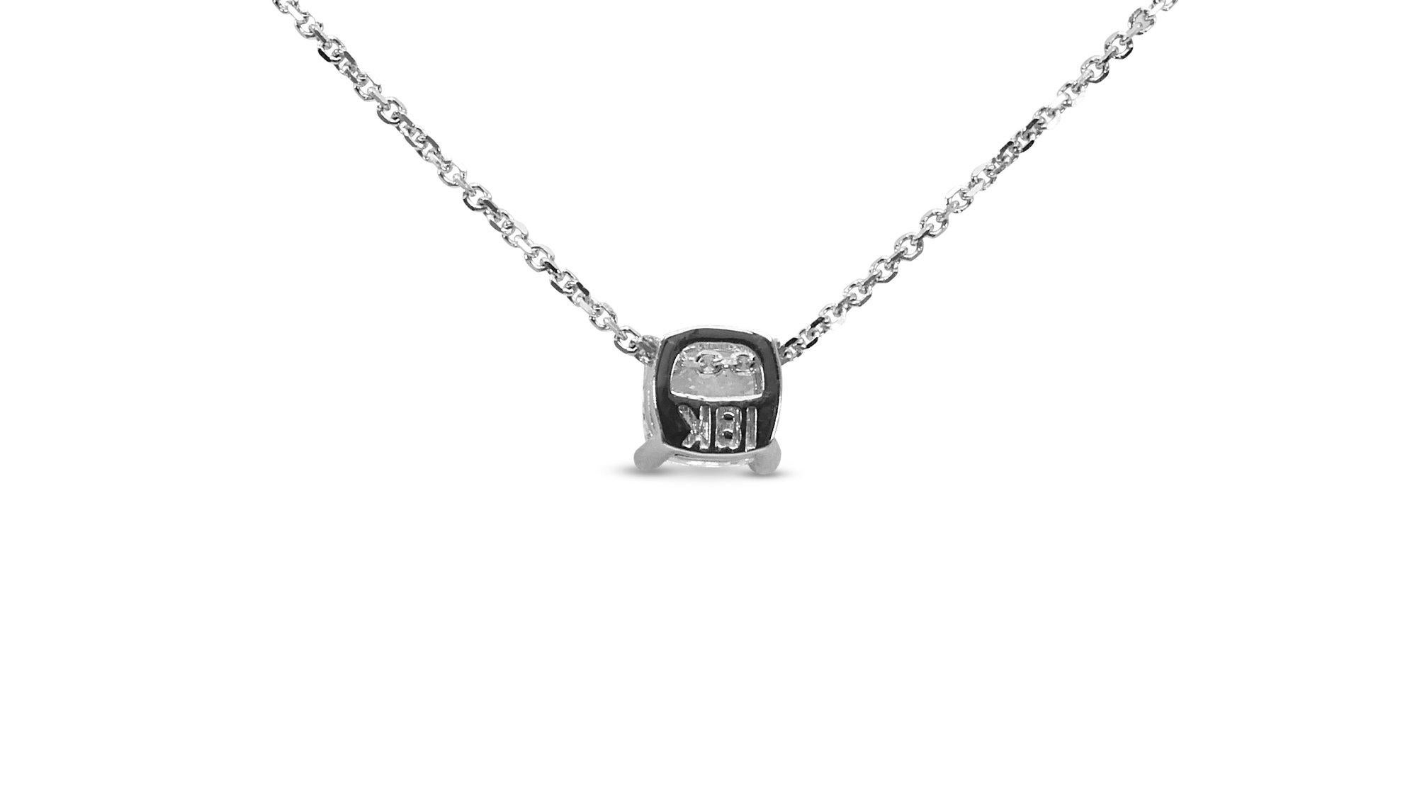 Elegante 1,51 Karat Solitär-Halskette aus 18 Karat Weißgold mit Diamanten im Kissenschliff - GIA 3