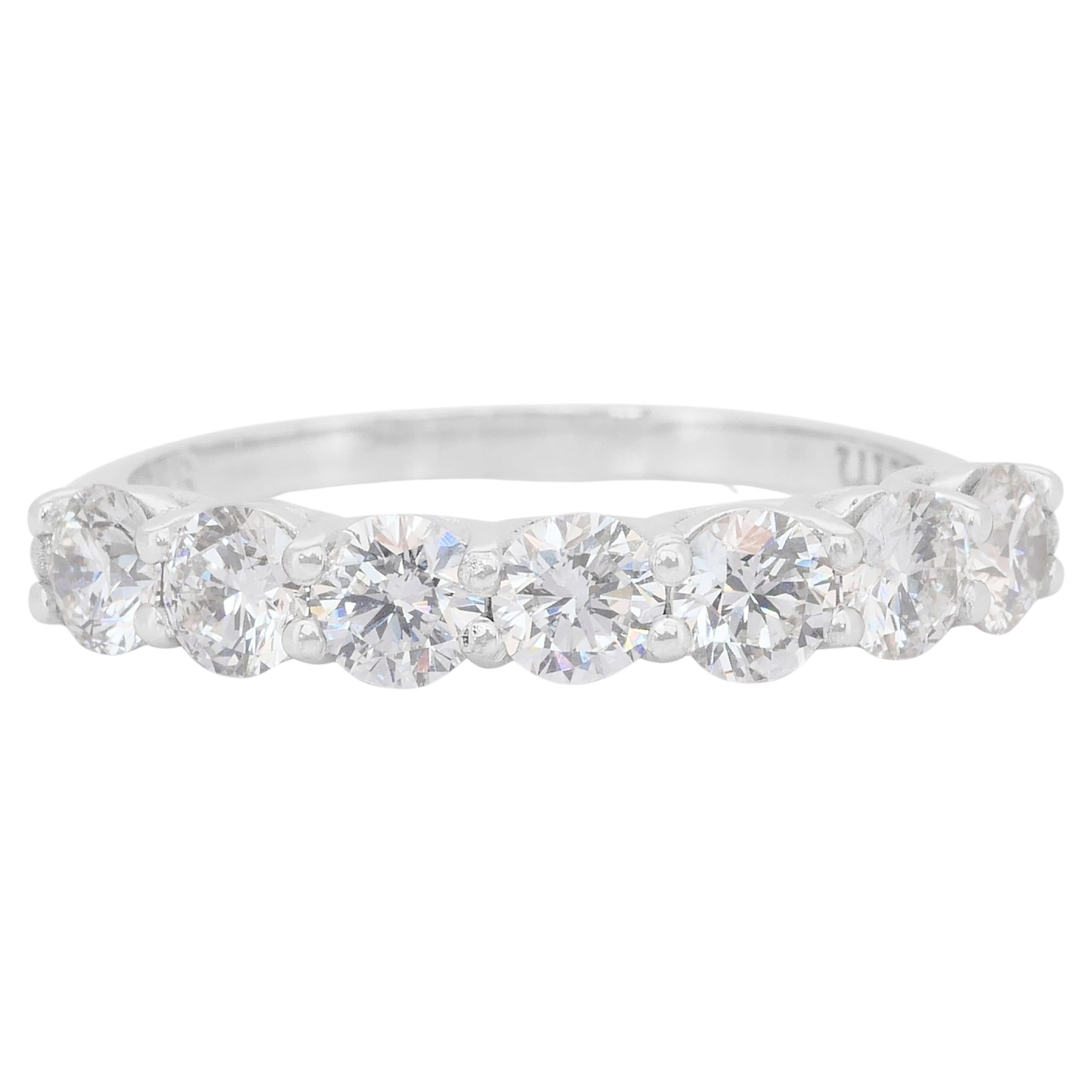 Elegant 1.51ct Diamonds 7-Stones Diamond Ring in 18k White Gold - IGI Certified (en anglais)