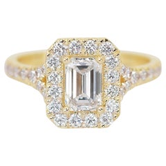 Elegant 1.52ct Diamonds Halo Ring in 18k Yellow Gold - GIA Certified