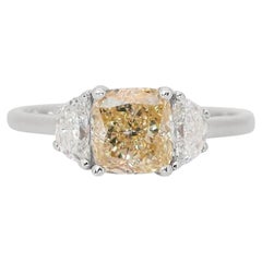 Elegance - Bague en or blanc 18 carats avec diamant taillé en coussin de 1,56 ct.
