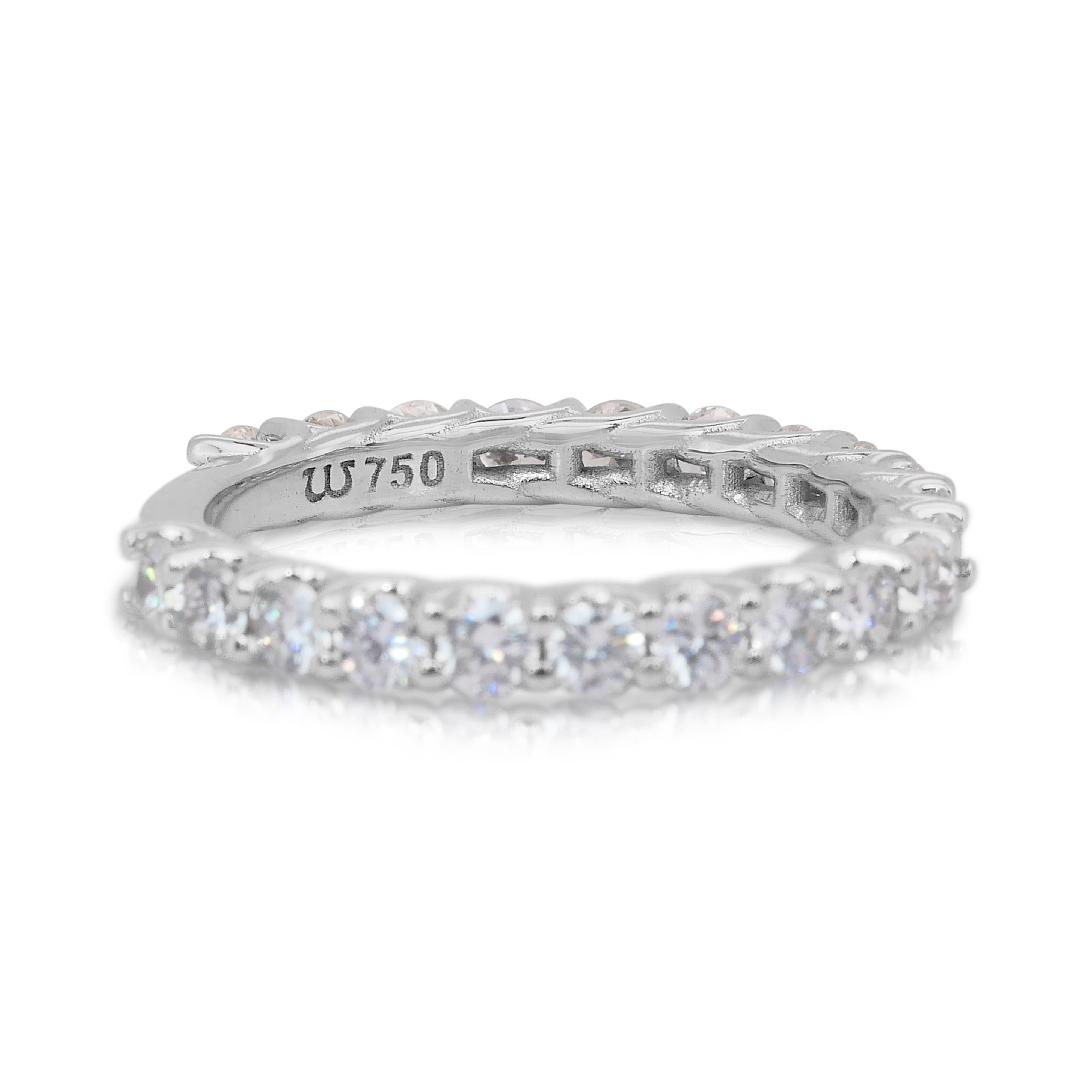 Eleganter 1,56ct Diamanten Band Ring in 18k Weißgold - IGI zertifiziert im Angebot 1