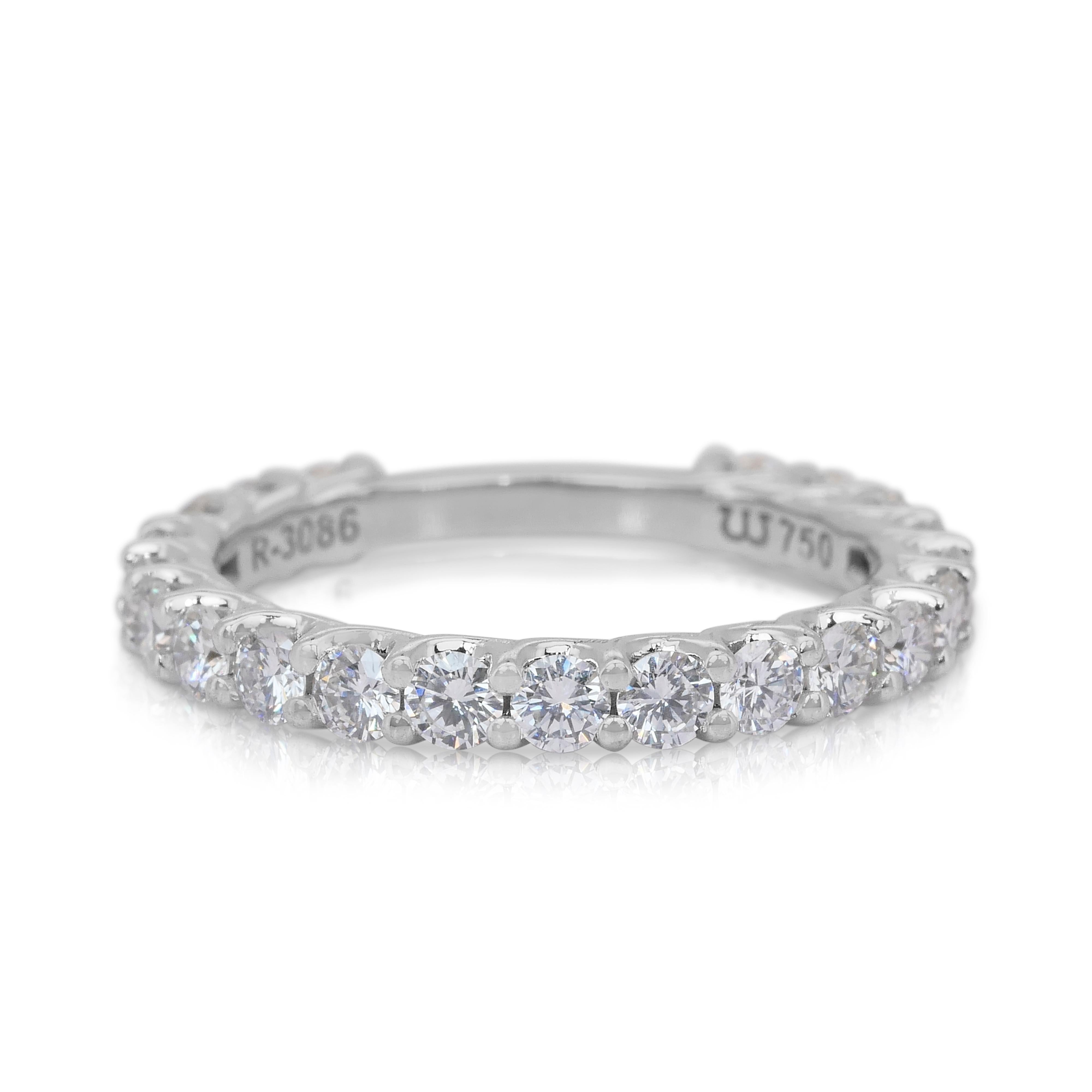 Elegante anello a fascia con 1,56 carati di diamanti in oro bianco 18 carati - certificato IGI