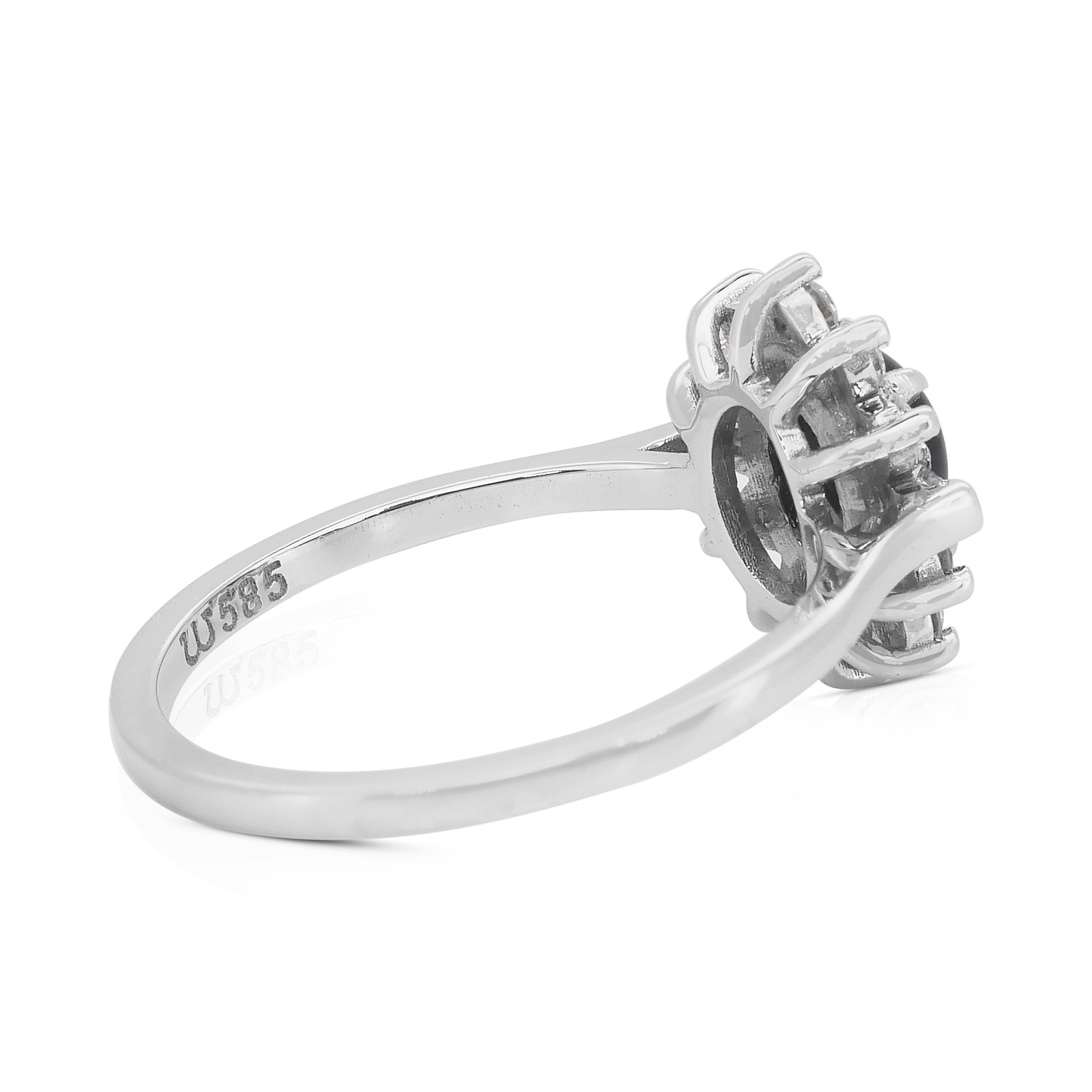 Taglio ovale Eleganza di uno zaffiro a stella e diamanti da 1,58 carati in oro bianco 14k - IGI in vendita