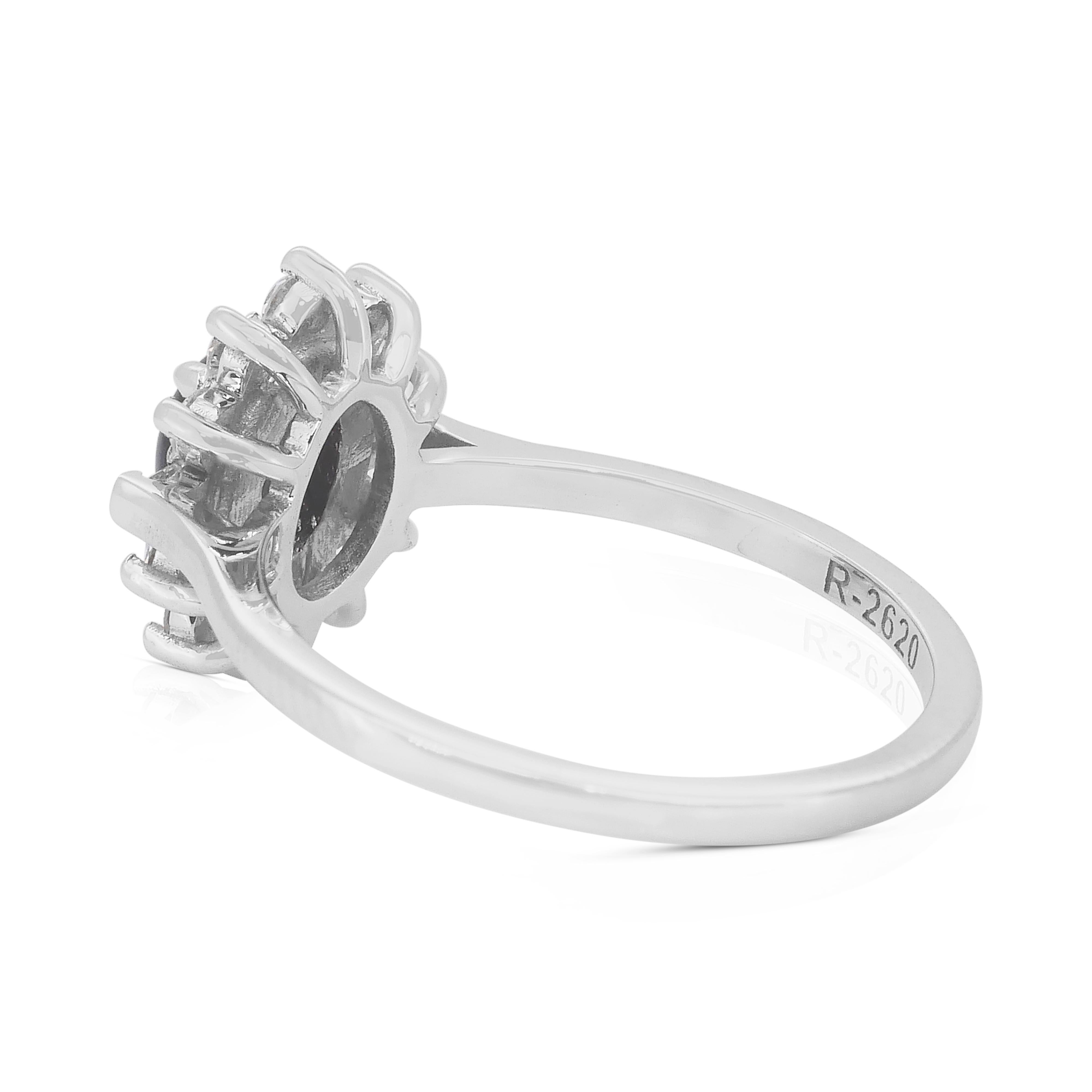 Eleganza di uno zaffiro a stella e diamanti da 1,58 carati in oro bianco 14k - IGI In condizioni Nuovo in vendita a רמת גן, IL