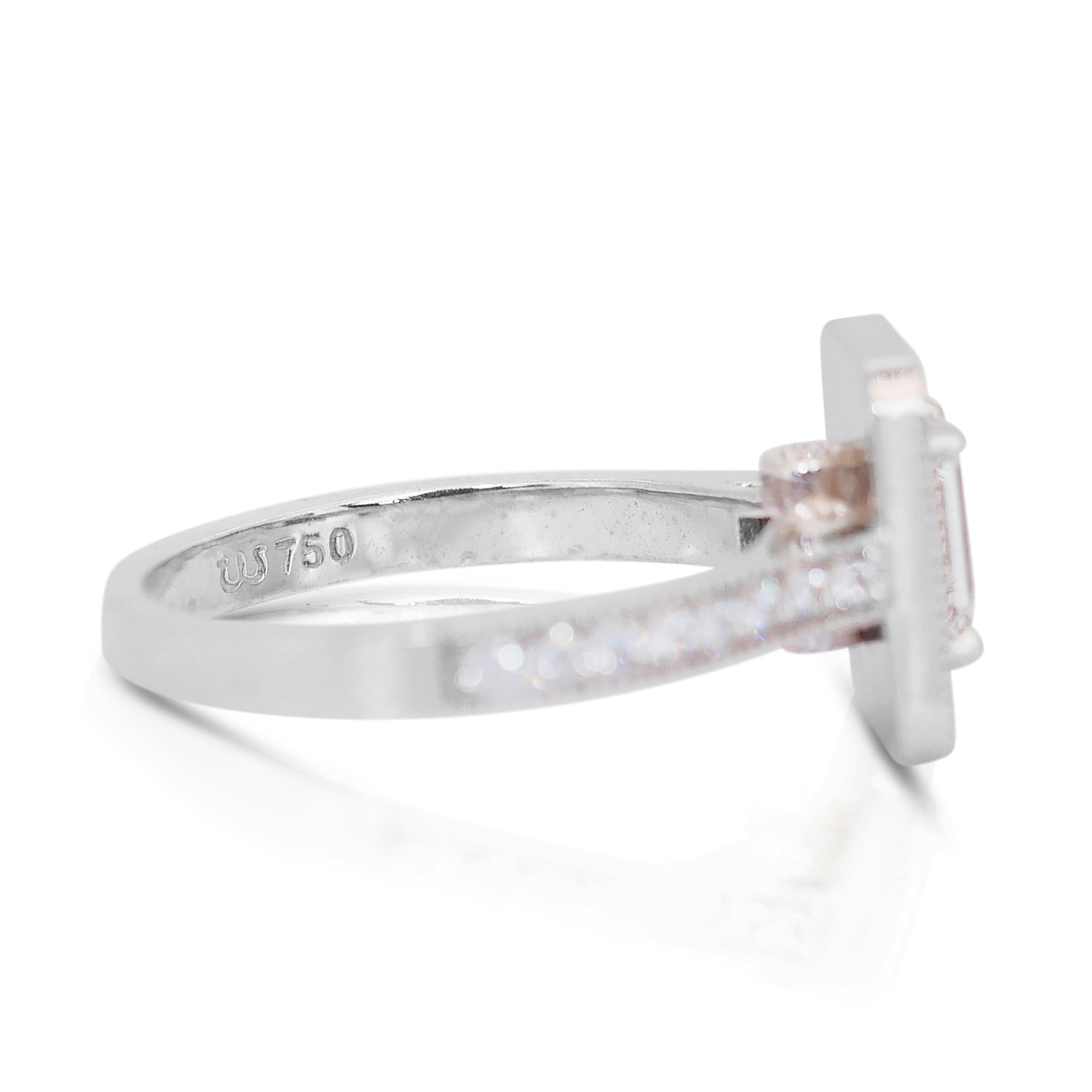 Emerald Cut Elegant 1.60ct Natural Diamonds Halo Ring in 18k White Gold - GIA Certified