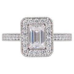 Elegant 1.60ct Natural Diamonds Halo Ring in 18k White Gold - GIA Certified