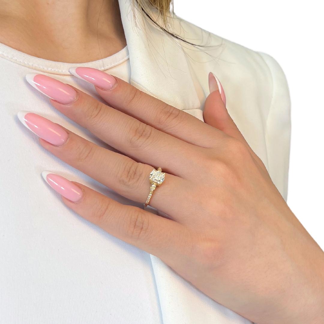 Élégante bague pavée de diamants 1,63 carat en or jaune 18 carats, certifiée IGI en vente 5