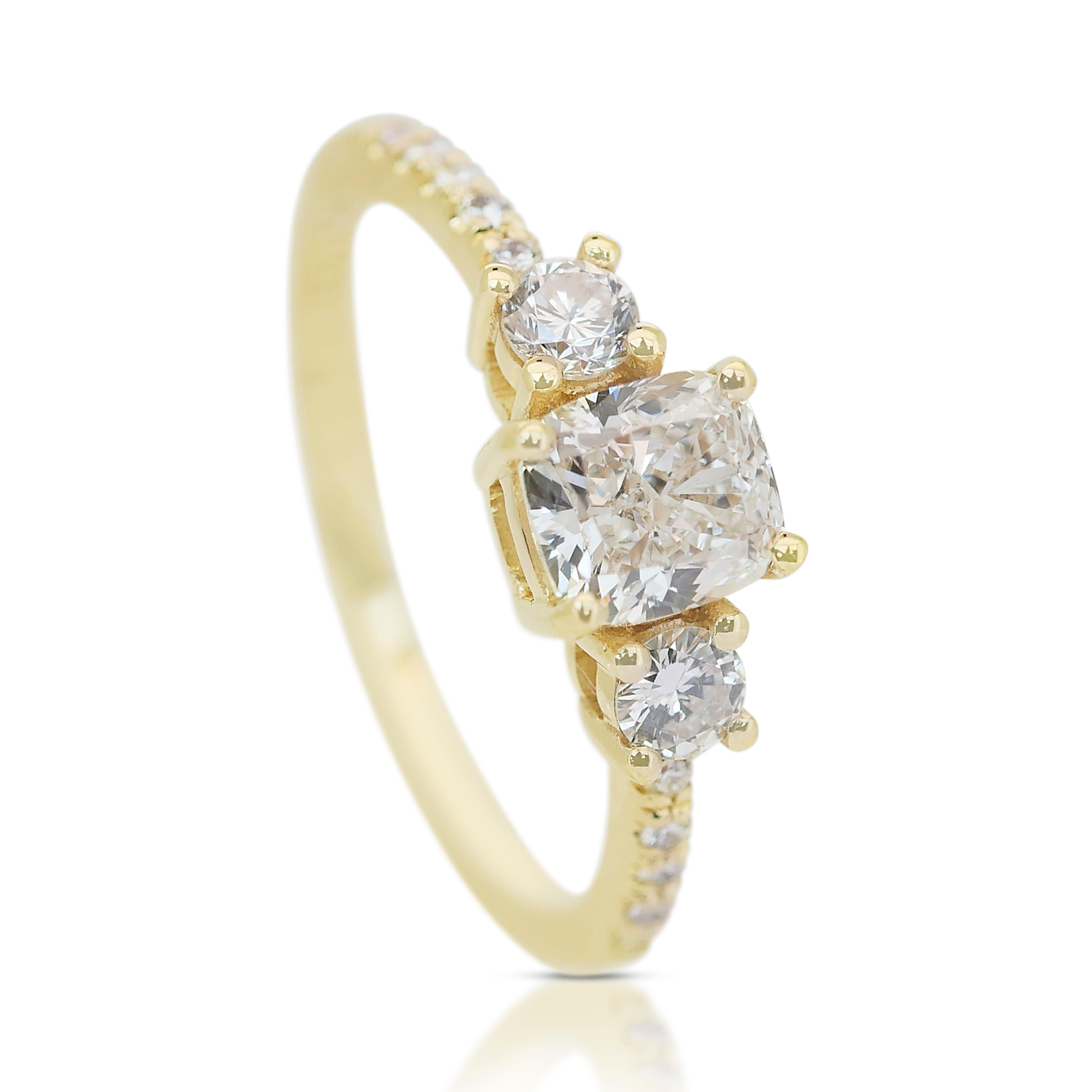 Élégante bague pavée de diamants 1,63 carat en or jaune 18 carats, certifiée IGI en vente 2