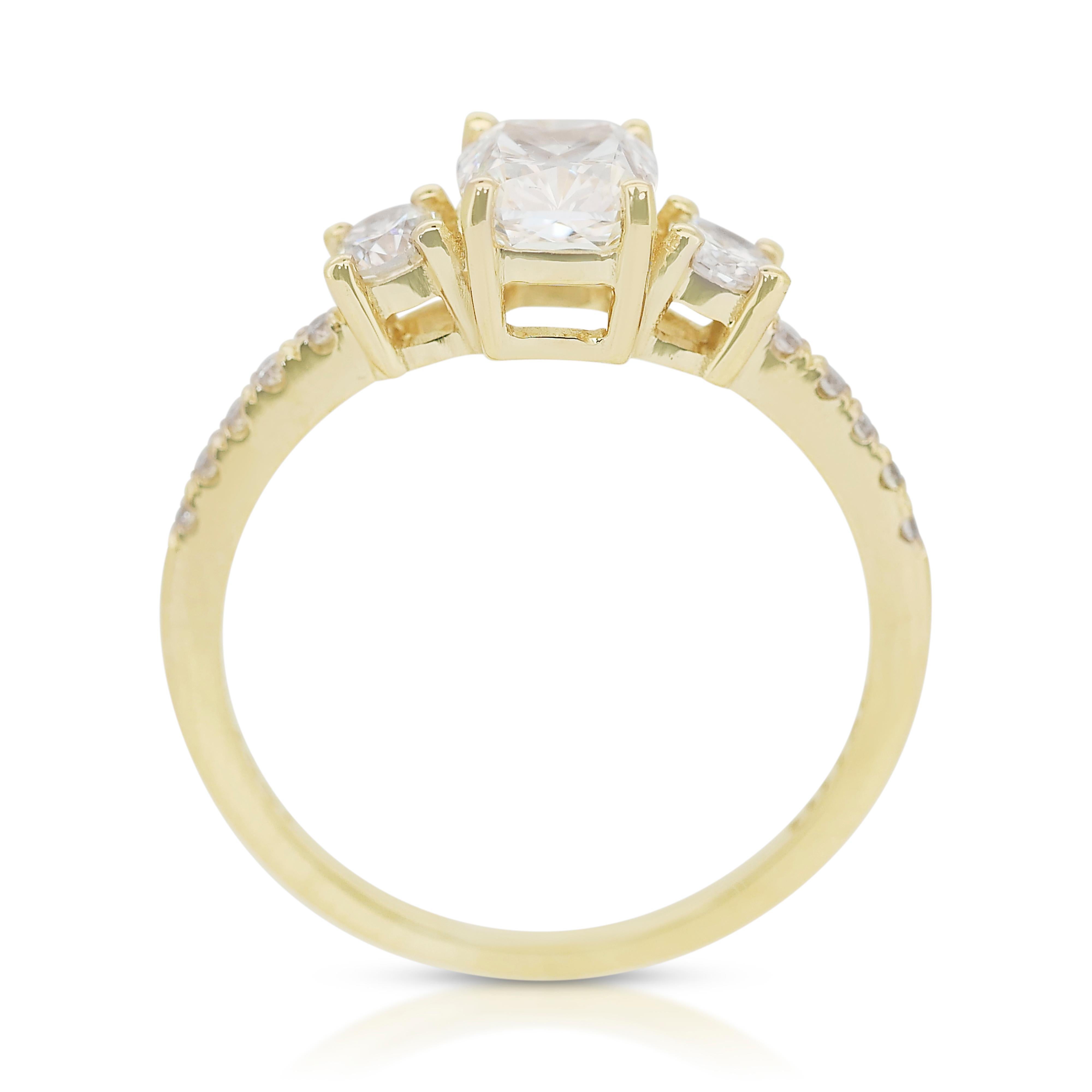 Élégante bague pavée de diamants 1,63 carat en or jaune 18 carats, certifiée IGI en vente 3