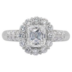 Elegant 1.74ct Natural Diamonds Halo Ring in 18k White Gold - IGI Certified