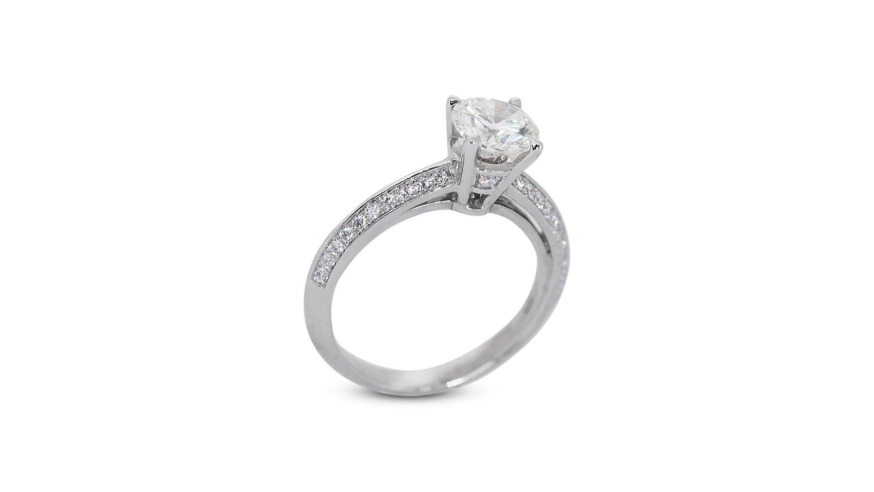 Elegant 1.77ct Triple Excellent Ideal Cut Diamonds Pave Ring in 18k White Gold 1