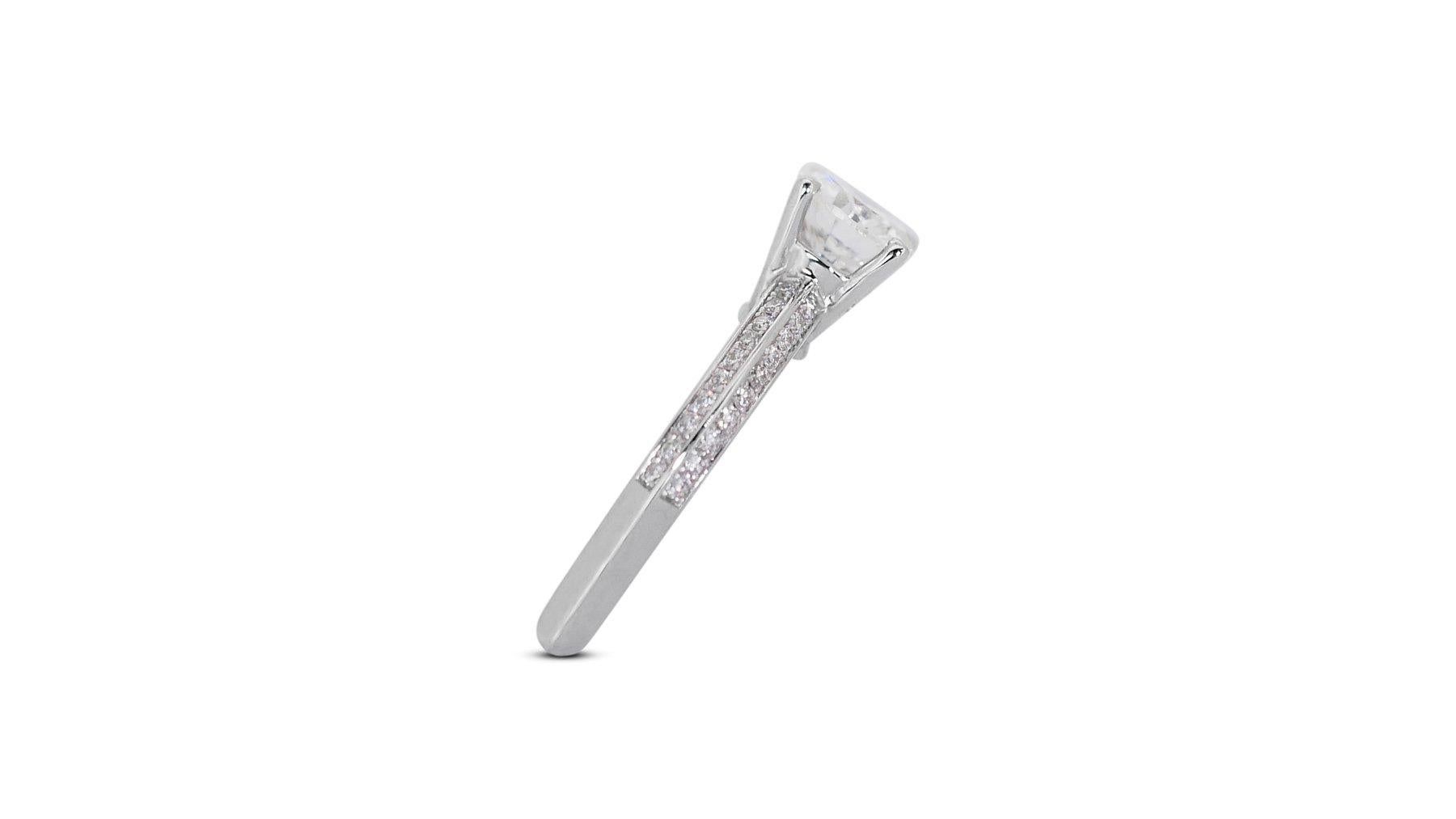 Elegant 1.77ct Triple Excellent Ideal Cut Diamonds Pave Ring in 18k White Gold 2