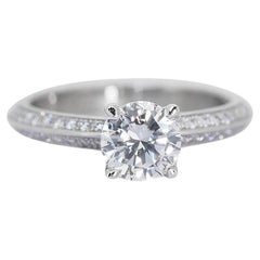 Elegant 1.77ct Triple Excellent Ideal Cut Diamonds Pave Ring in 18k White Gold