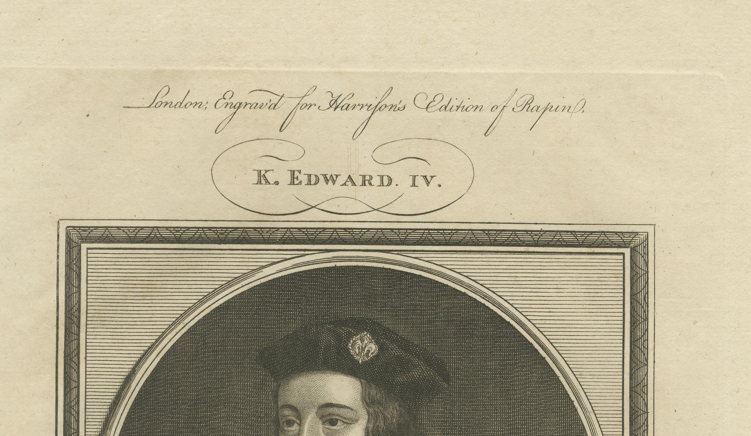 Elegant 1786 Engraved Portrait of King Edward IV - Royal Majesty In Good Condition For Sale In Langweer, NL