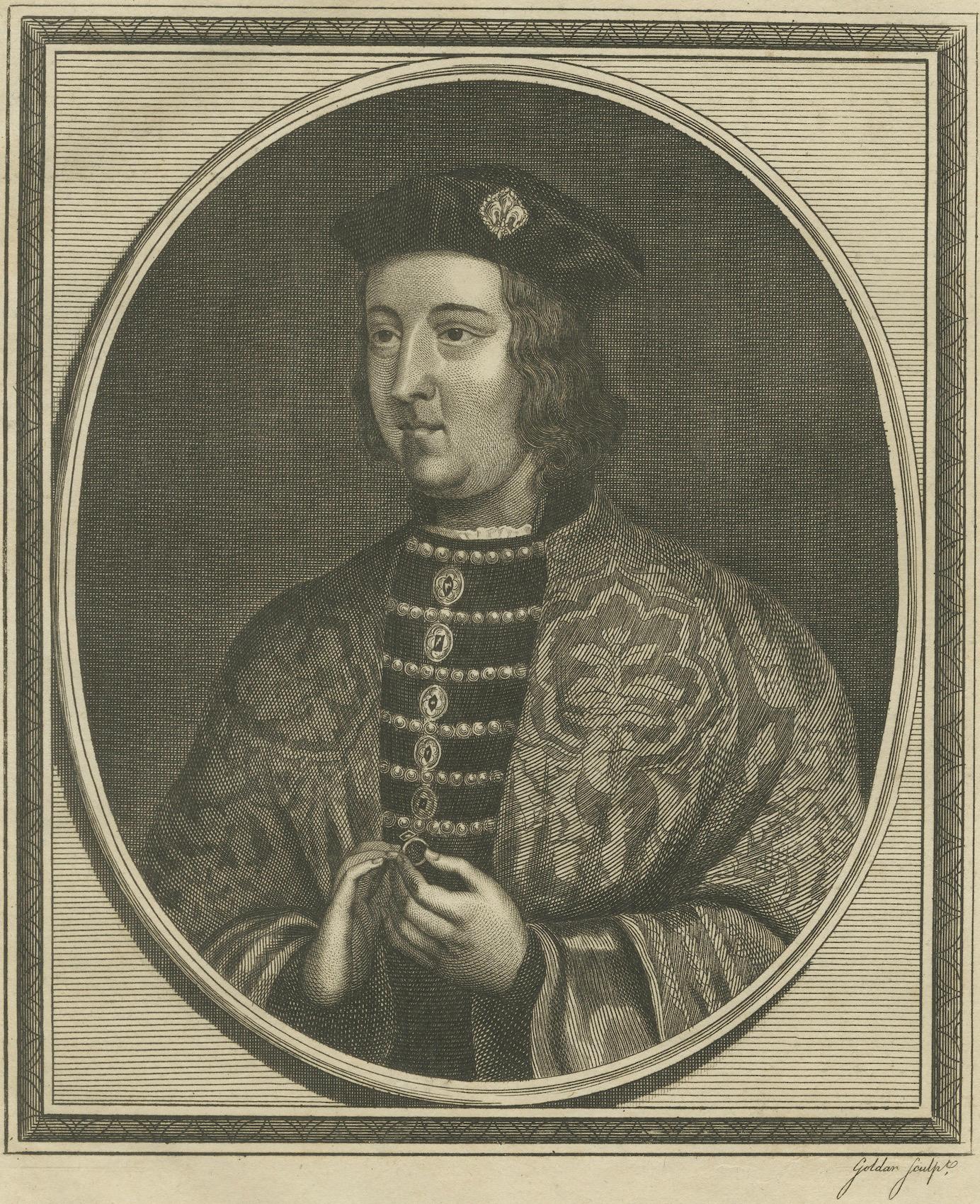 Paper Elegant 1786 Engraved Portrait of King Edward IV - Royal Majesty For Sale