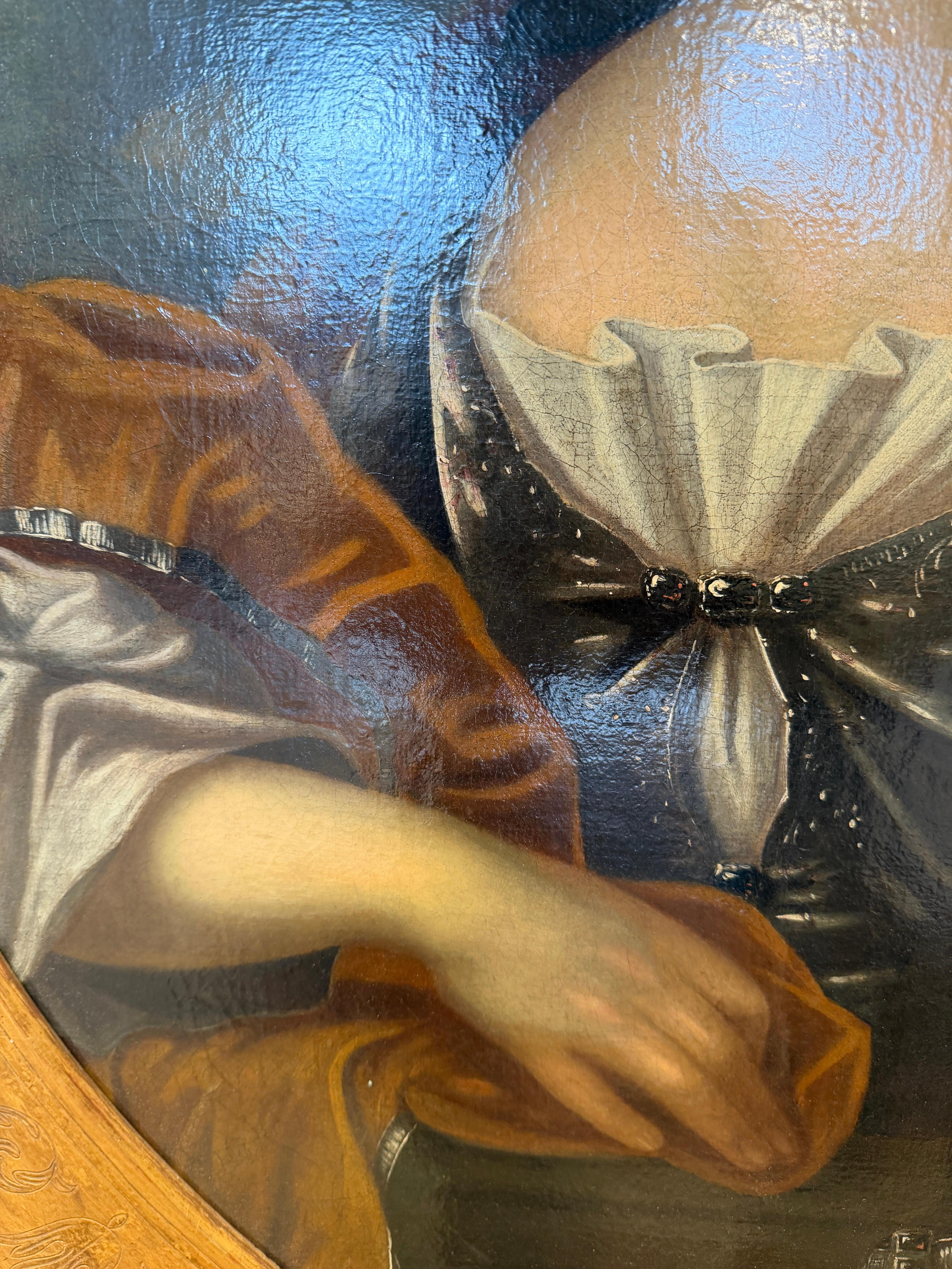 Elegant 17th-18th Century Lady’s Portrait in a Lavish Baroque-Style Gilt Frame (Deutsch) im Angebot