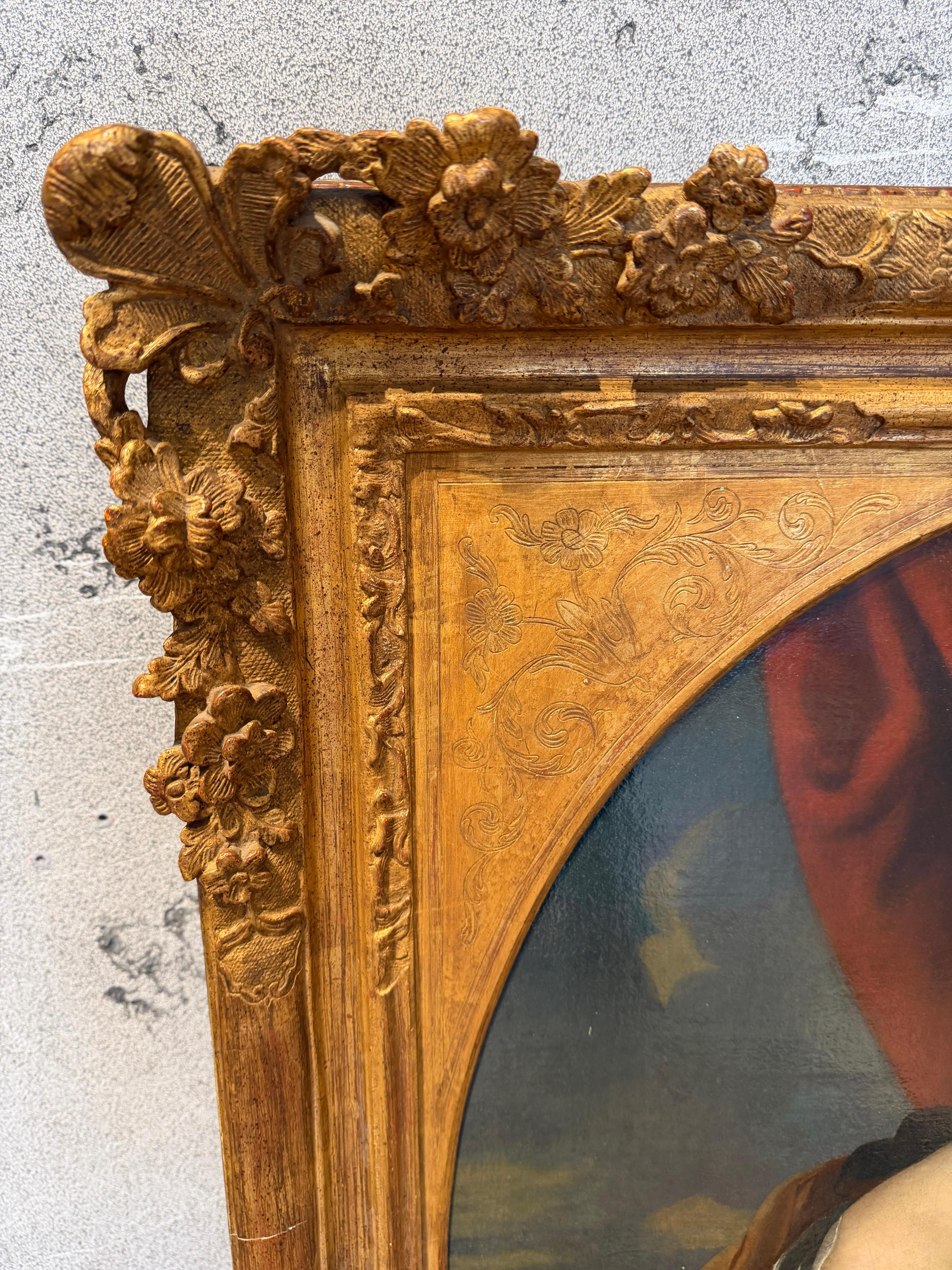 Elegant 17th-18th Century Lady’s Portrait in a Lavish Baroque-Style Gilt Frame im Zustand „Gut“ im Angebot in Berlin, DE