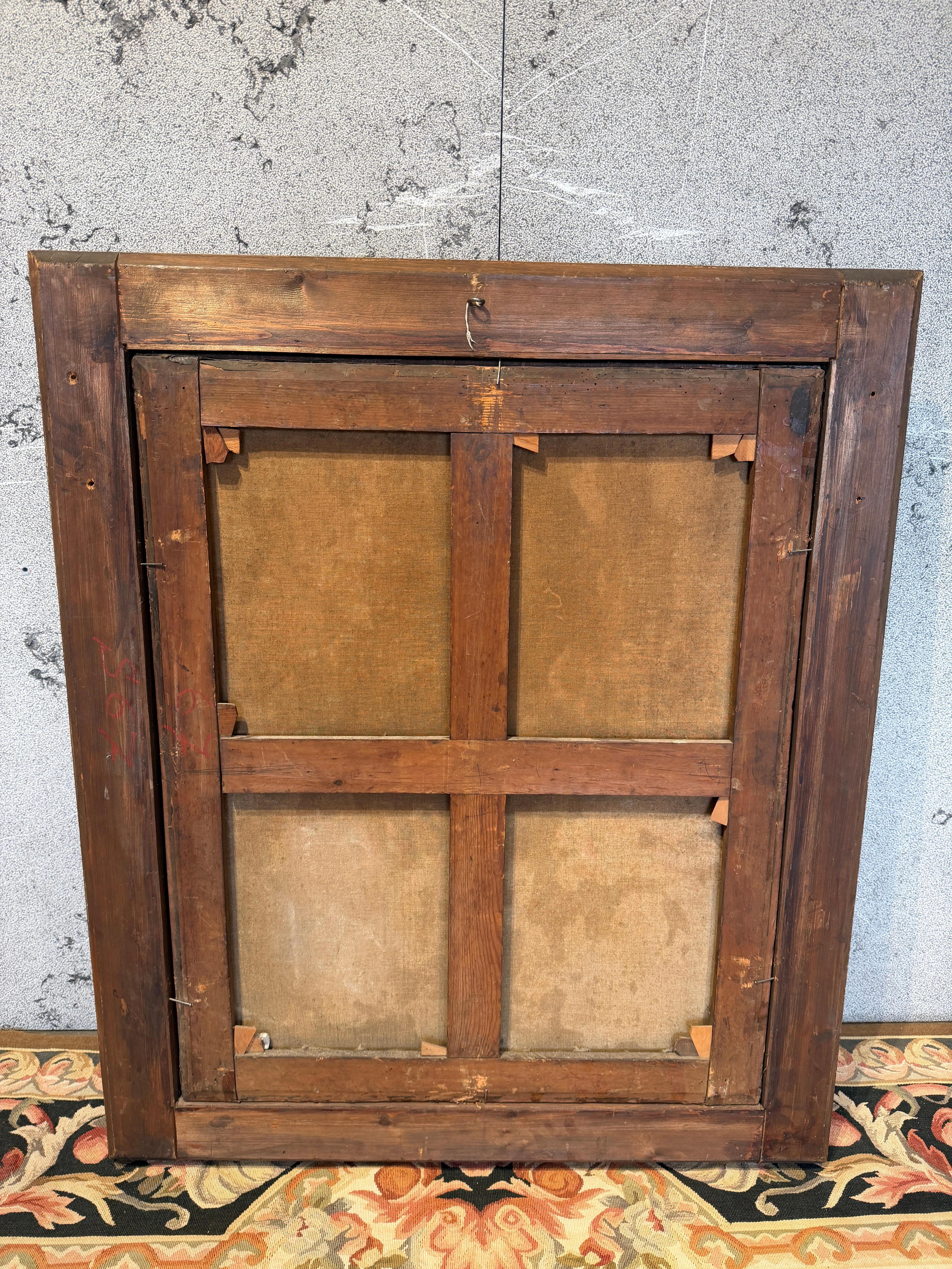 Elegant 17th-18th Century Lady’s Portrait in a Lavish Baroque-Style Gilt Frame (Holz) im Angebot