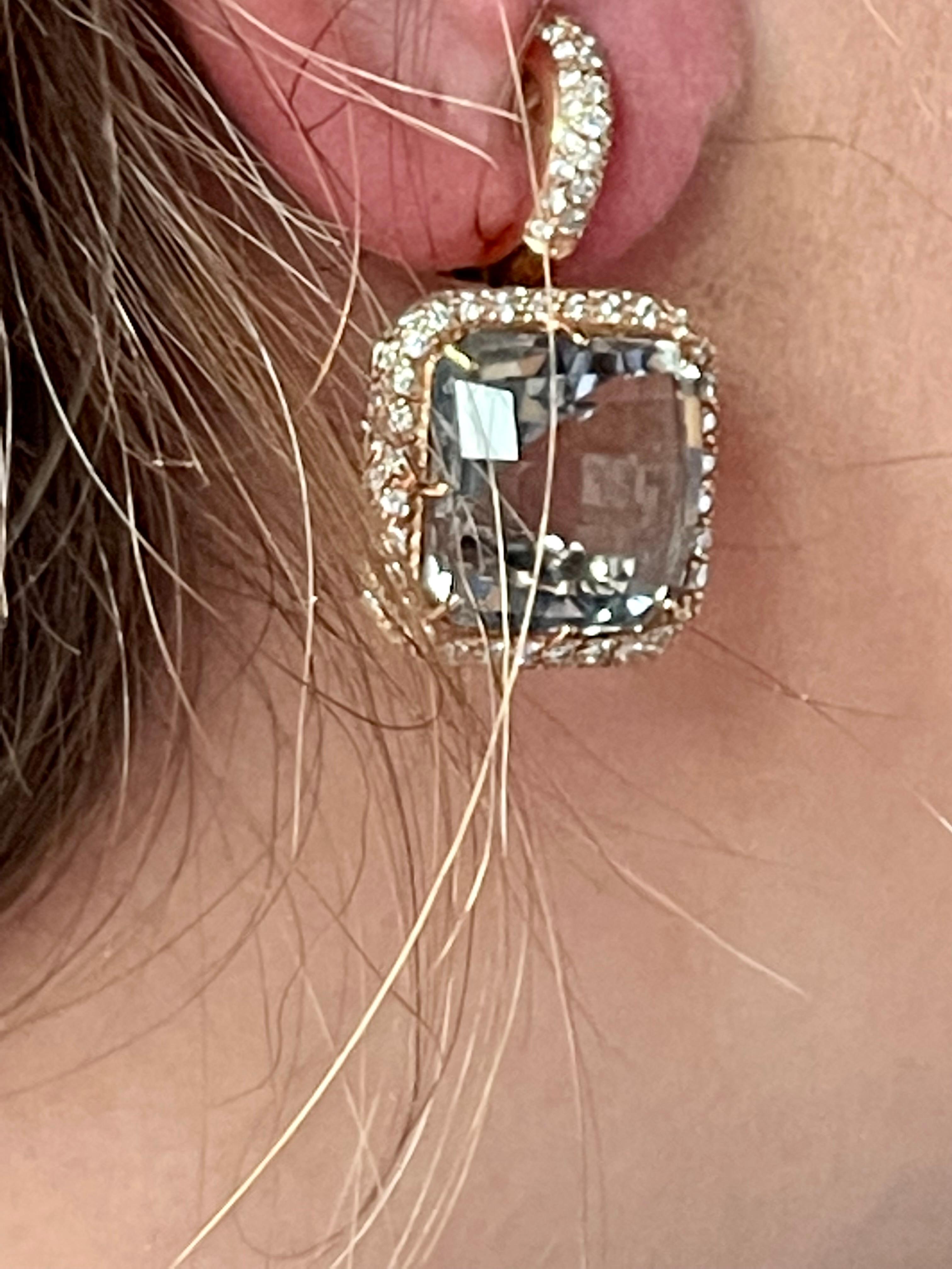 Élégantes boucles d'oreilles en or rose 18 carats avec diamants et améthyste verte Neuf - En vente à Zurich, Zollstrasse