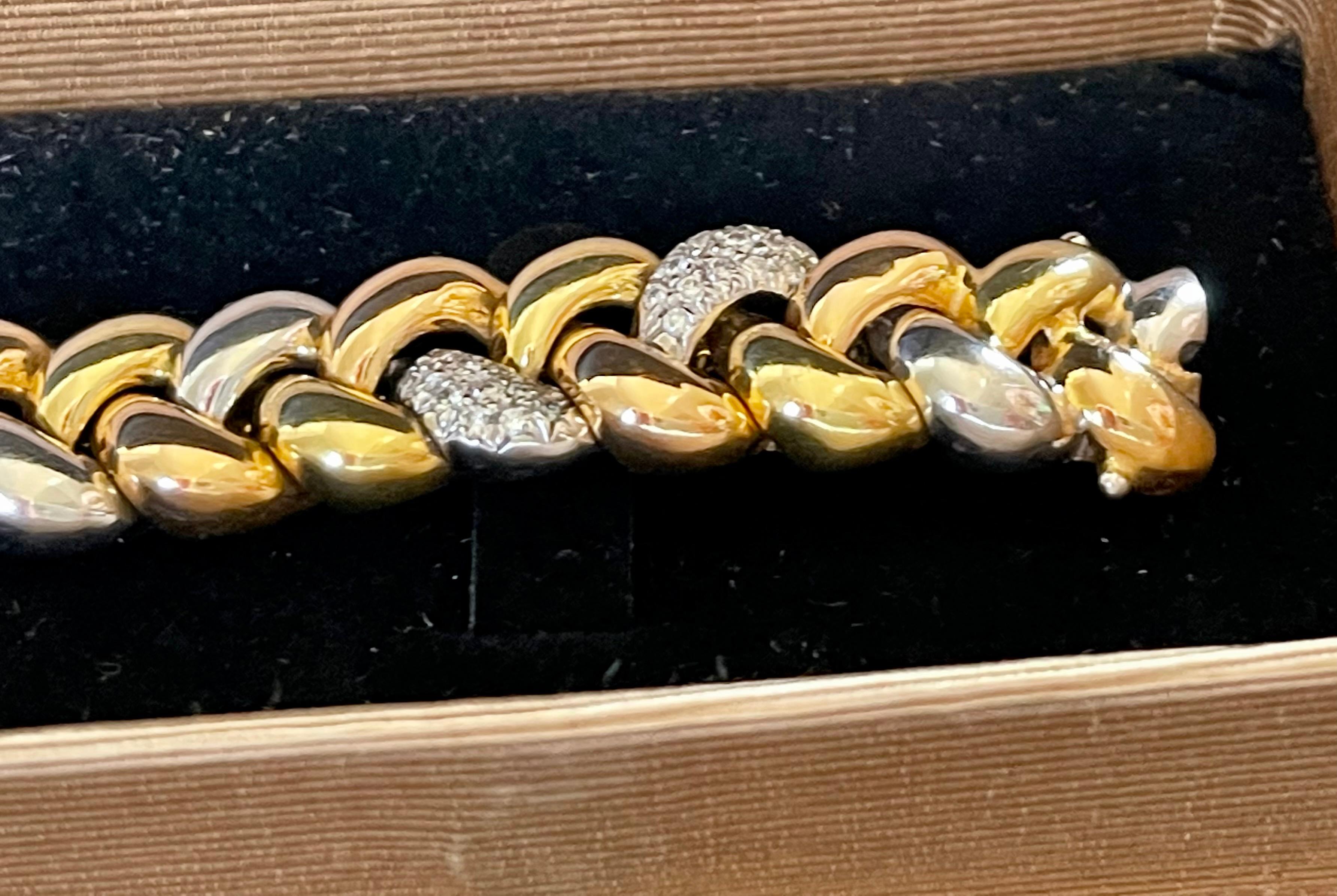 Elegant 18 K Tricolor Gold Diamond Bracelet Signed Poiray Paris For Sale 1