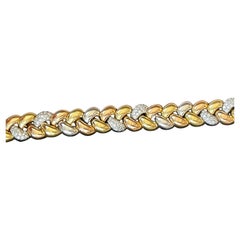 Retro Elegant 18 K Tricolor Gold Diamond Bracelet Signed Poiray Paris