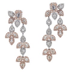 Elegant 18 Karat White and Pink Gold and Diamond Earring