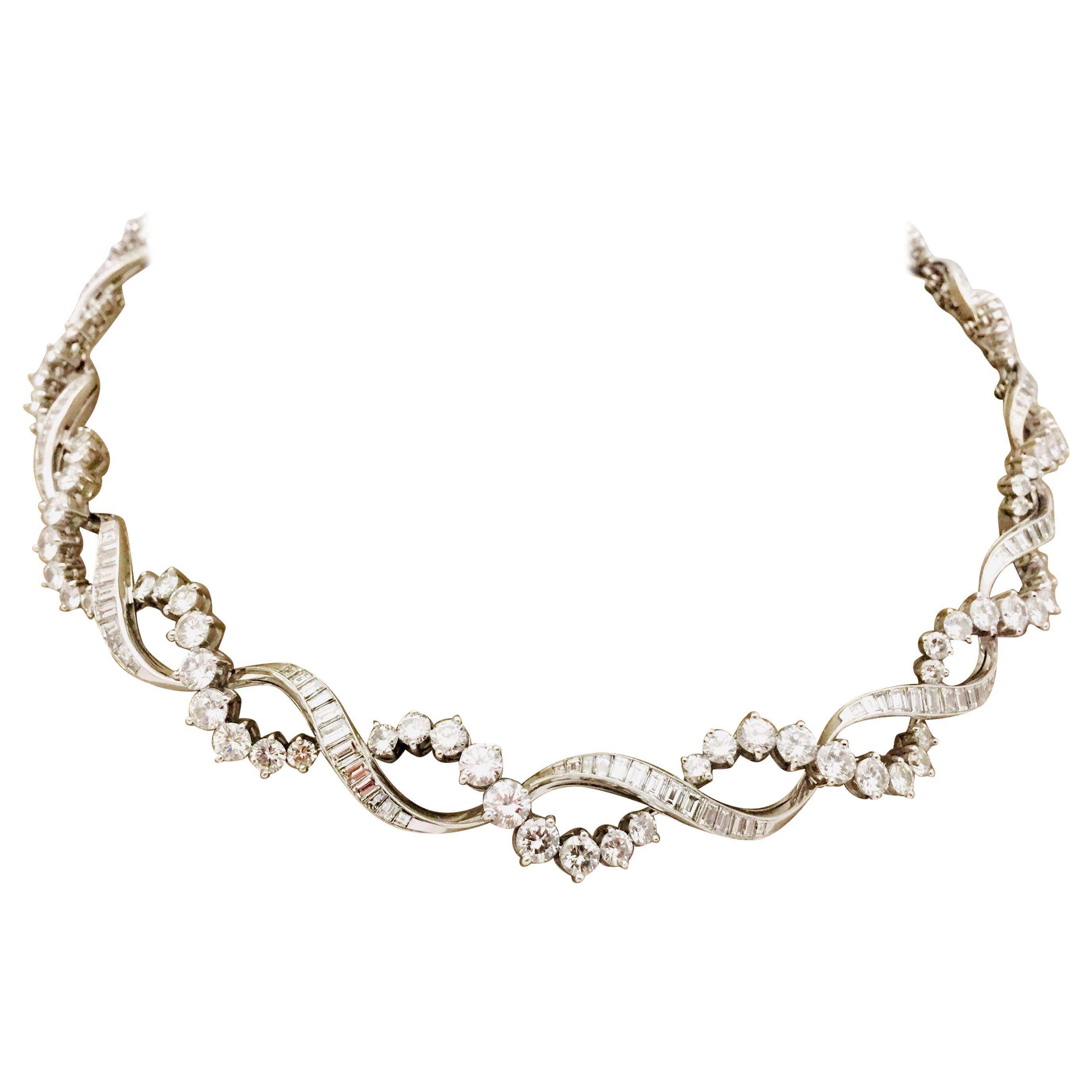 Elegant 18 Karat White Gold Diamond Necklace For Sale