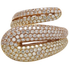 Elegant 18 Karat Yellow and Rose Gold Pave Set Cocktail Diamond Ring