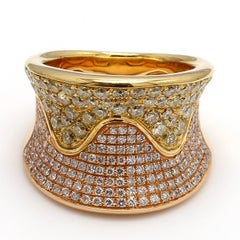 Elegant 18 Karat Yellow and Rose Gold Pave Set Diamond Ring