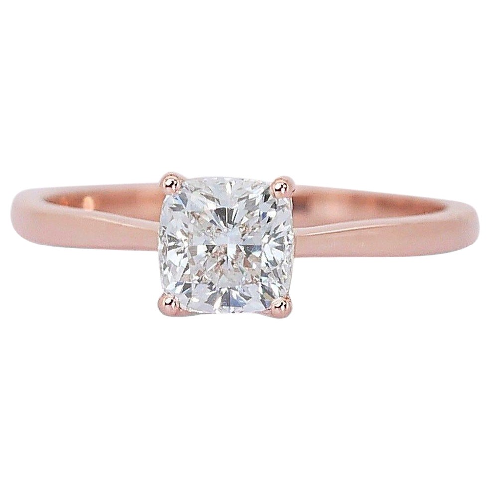 Elegante 18 kt. Anillo de Oro Rosa con Diamante Natural de 1,00 ct - Certificado GIA