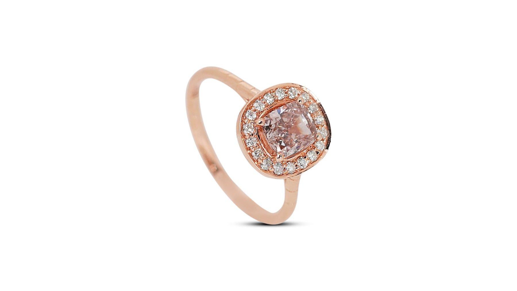 Elegant 18 kt. Pink Gold Ring with 1.25 ct Total Natural Diamonds - IGI Cert In New Condition In רמת גן, IL