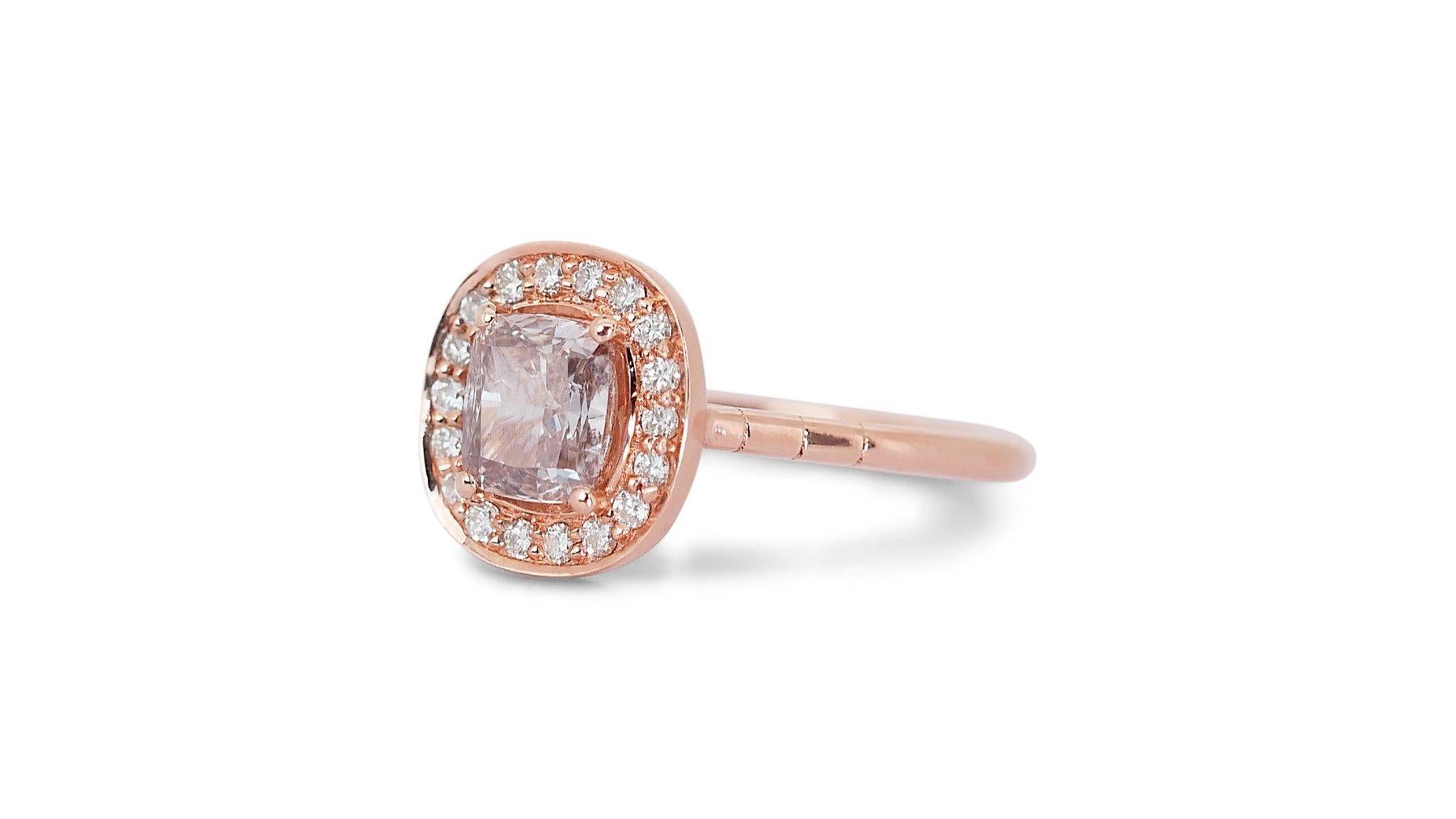 Women's Elegant 18 kt. Pink Gold Ring with 1.25 ct Total Natural Diamonds - IGI Cert