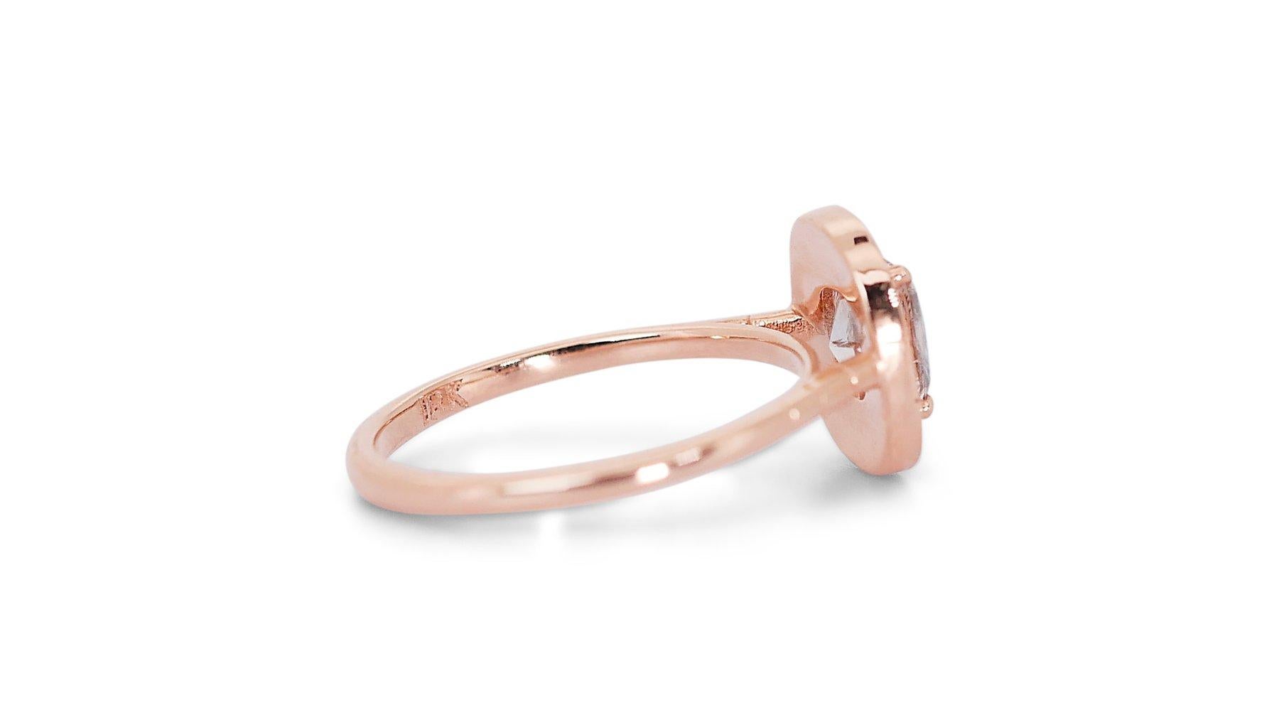 Elegant 18 kt. Pink Gold Ring with 1.25 ct Total Natural Diamonds - IGI Cert 1