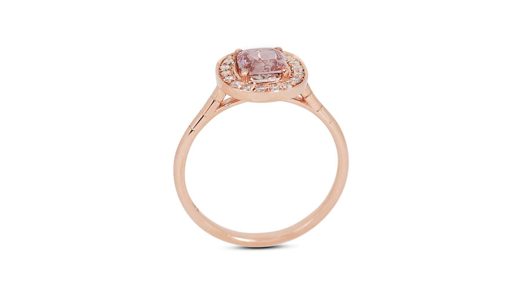 Elegant 18 kt. Pink Gold Ring with 1.25 ct Total Natural Diamonds - IGI Cert 2