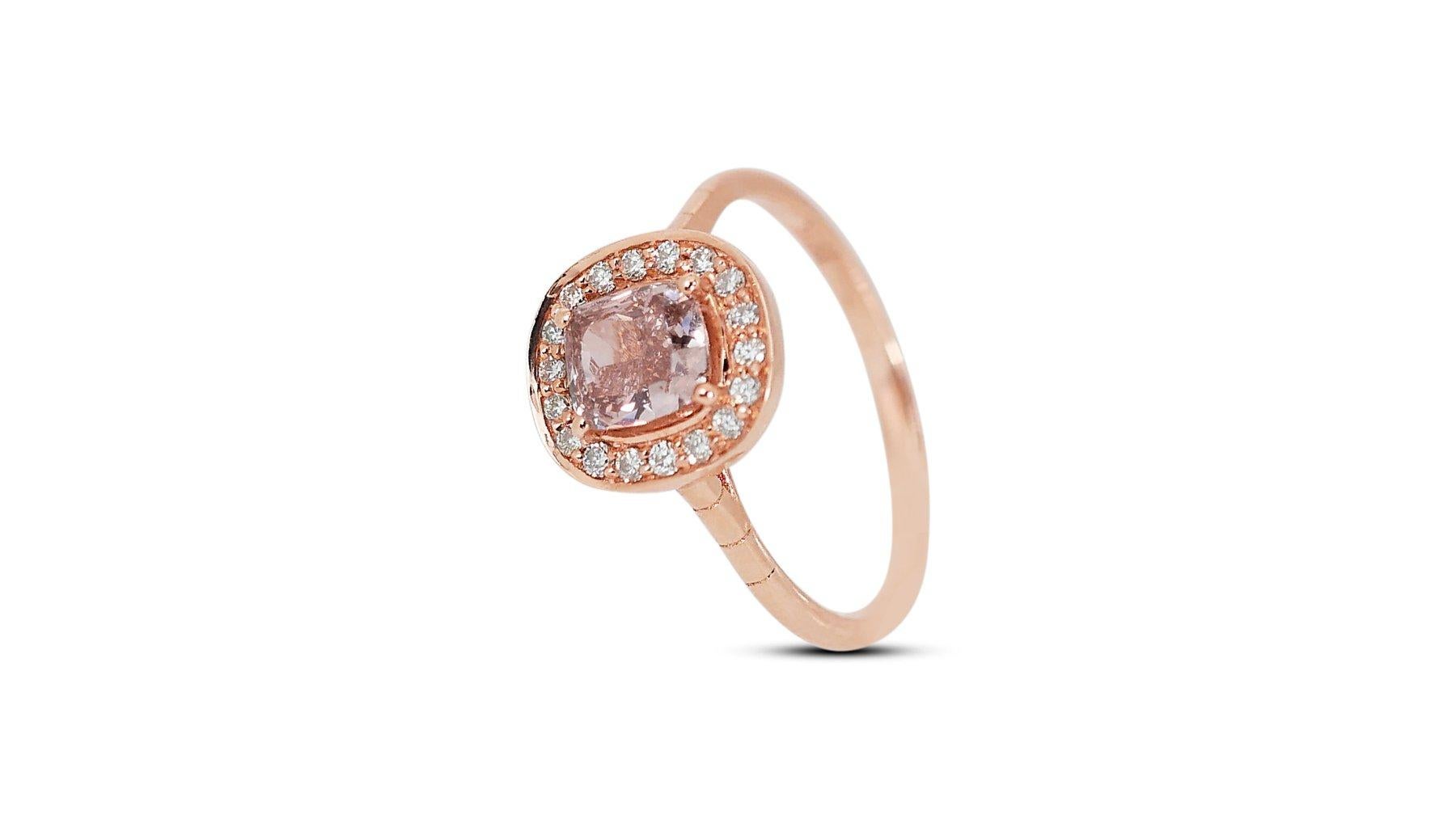 Elegant 18 kt. Pink Gold Ring with 1.25 ct Total Natural Diamonds - IGI Cert 4