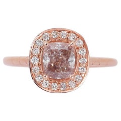 Elegant 18 kt. Pink Gold Ring with 1.25 ct Total Natural Diamonds - IGI Cert