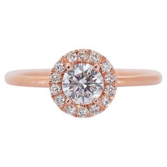 Élégant 18 carats Bague en or rose avec diamants naturels de 0,64 carat au total - Certification IGI